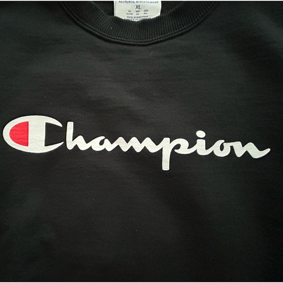 CHAMPION Men's Powerblend Fleece Midweight Crewneck Sweatsnirt Black Sz XLarge - Picture 4 of 7